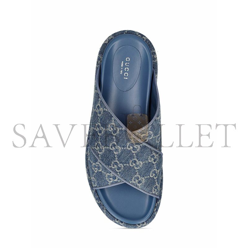 GUCCI WOMEN'S GG DENIM PLATFORM SANDALS 816798